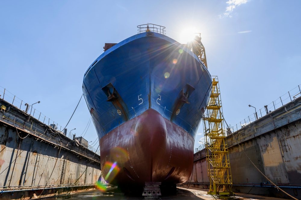 Vessel in dry dock