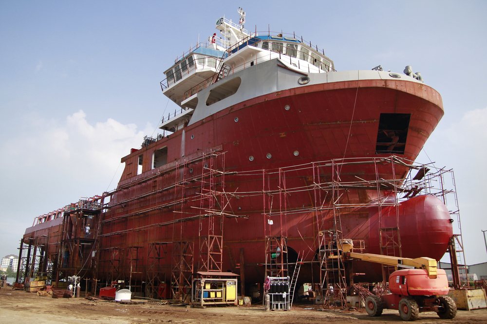 Ship repair in dry dock